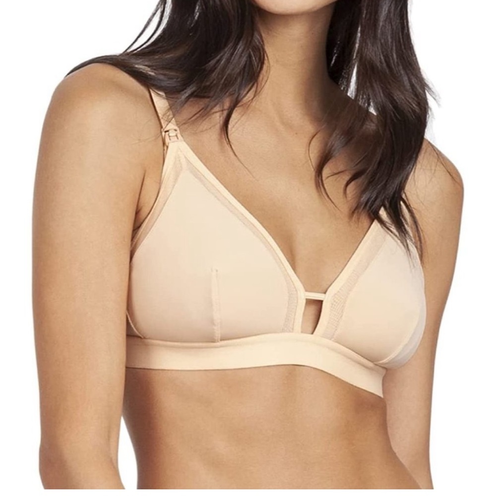Lively The Busty Maternity nude lace trim unpadded non Wired bra size S NWT